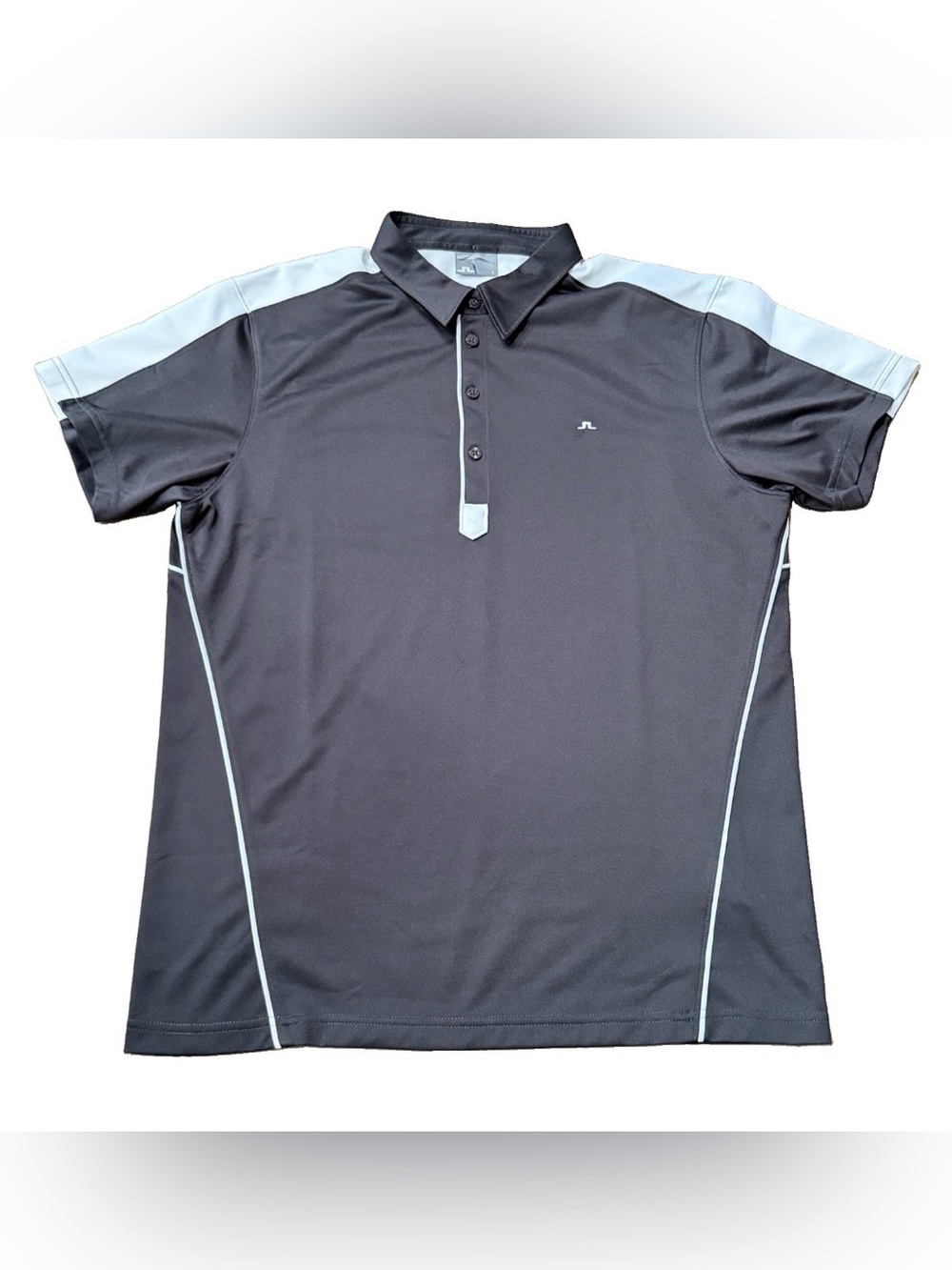 J Lindeberg Polo Shirt Mens L Black Short Sleeve Poly Field Sensor Golf Casual